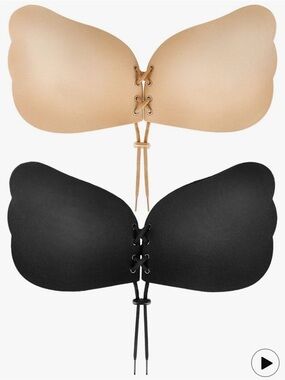 Adhesive Strapless Push-Up Bra - Nude & Black